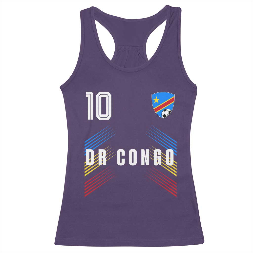 DR Congo Soccer Sports Graphic Number 10 Jersey Style Racerback Tank Top Proud Congolese Football Fans Game Day Pride