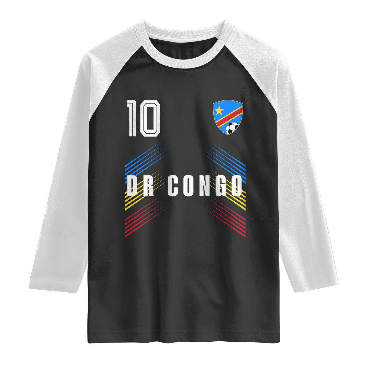DR Congo Soccer Sports Graphic Number 10 Jersey Style Raglan Shirt Proud Congolese Football Fans Game Day Pride