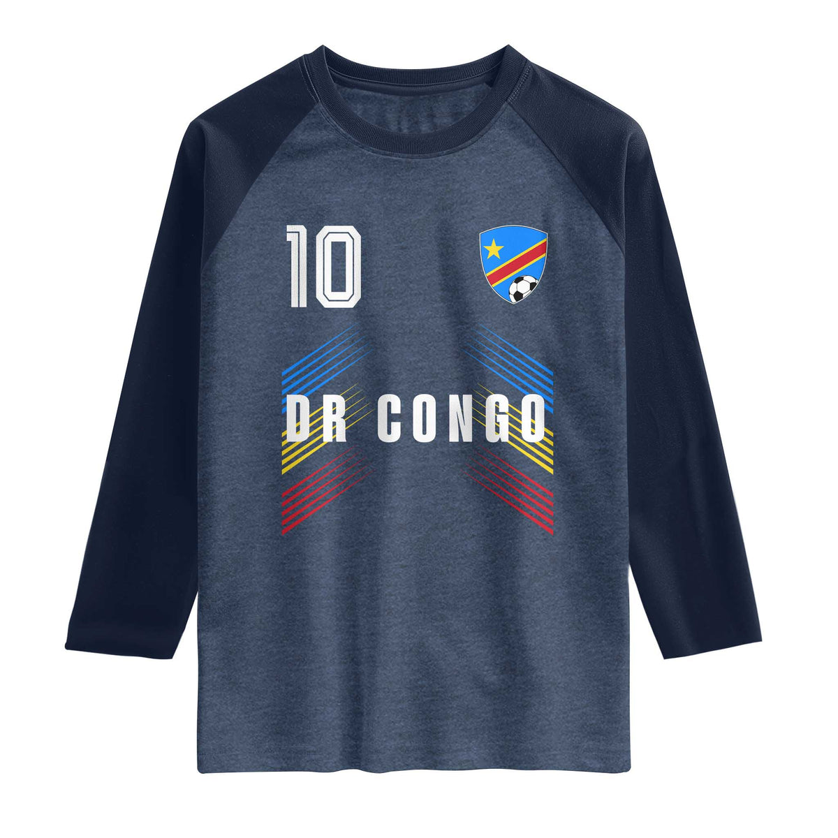 DR Congo Soccer Sports Graphic Number 10 Jersey Style Raglan Shirt Proud Congolese Football Fans Game Day Pride