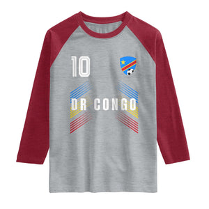 DR Congo Soccer Sports Graphic Number 10 Jersey Style Raglan Shirt Proud Congolese Football Fans Game Day Pride