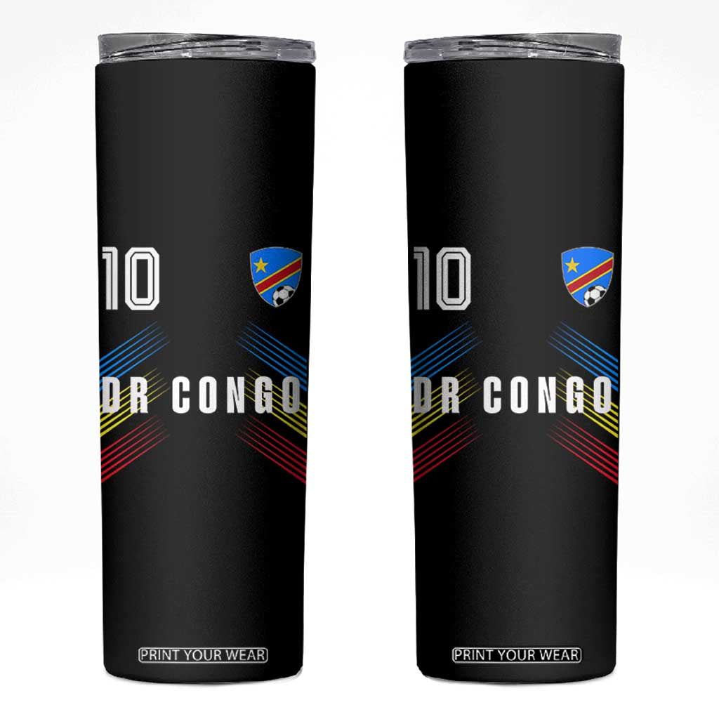 DR Congo Soccer Sports Graphic Number 10 Jersey Style Skinny Tumbler Proud Congolese Football Fans Game Day Pride