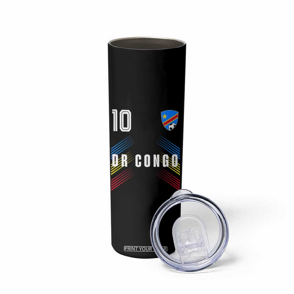 DR Congo Soccer Sports Graphic Number 10 Jersey Style Skinny Tumbler Proud Congolese Football Fans Game Day Pride