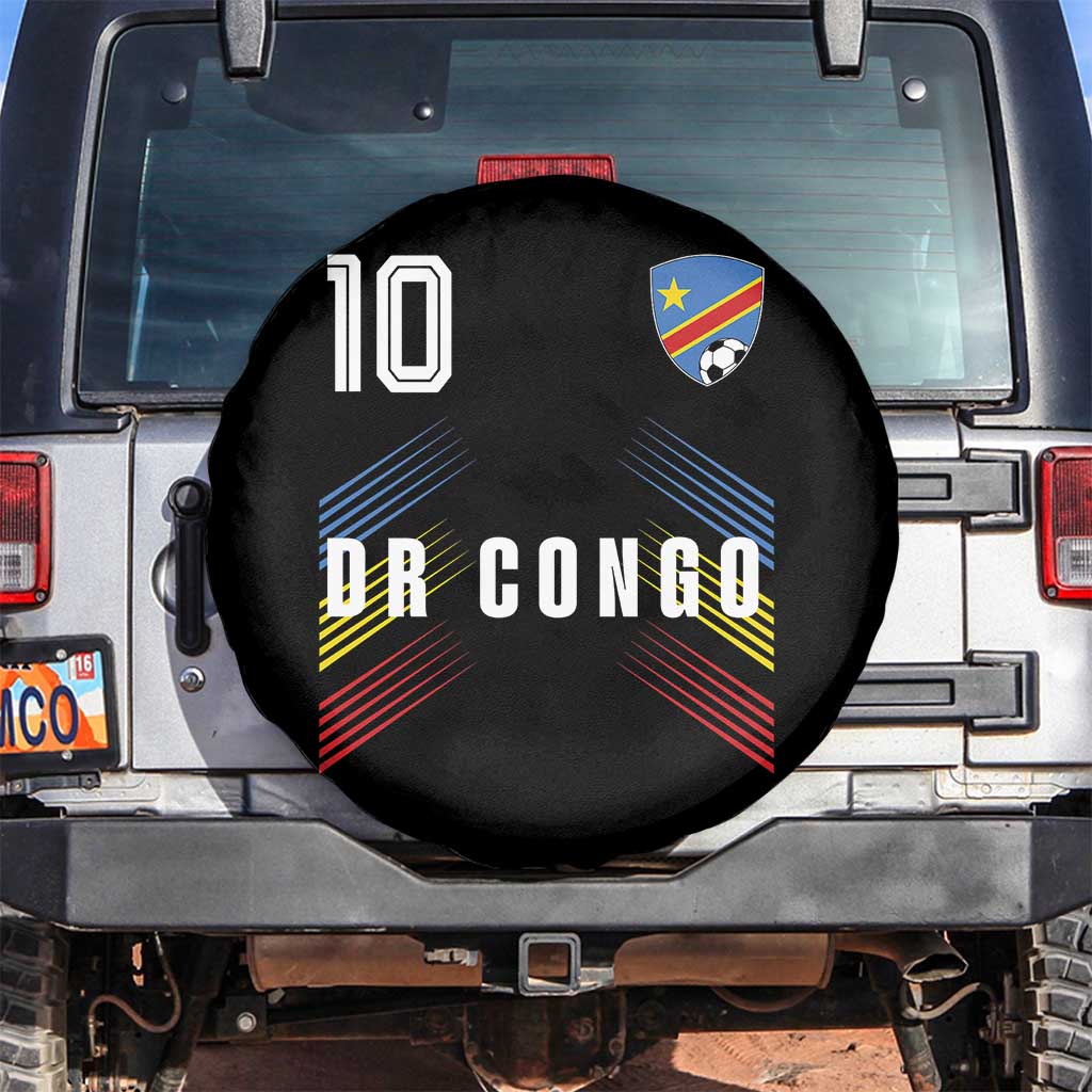 DR Congo Soccer Sports Graphic Number 10 Jersey Style Spare Tire Cover Proud Congolese Football Fans Game Day Pride TS02 No hole Black Print Your Wear