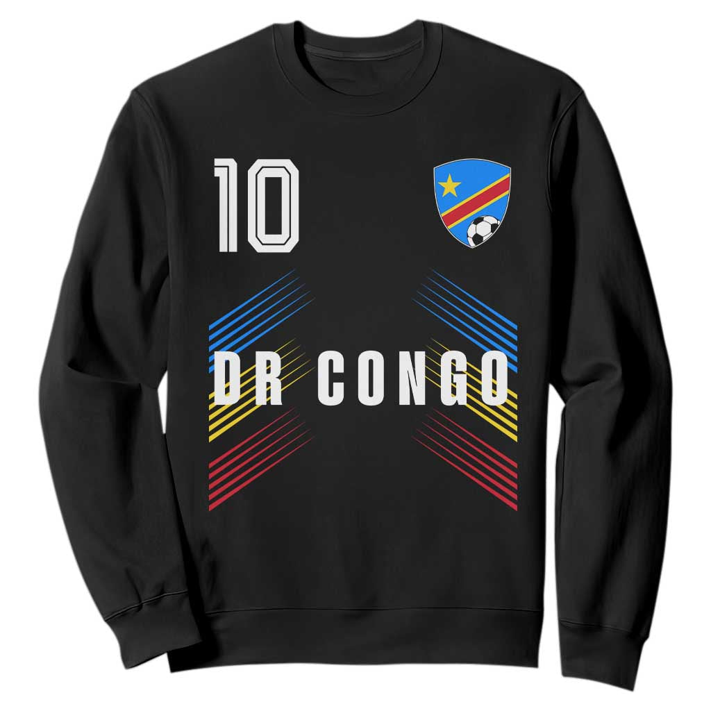 DR Congo Soccer Sports Graphic Number 10 Jersey Style Sweatshirt Proud Congolese Football Fans Game Day Pride