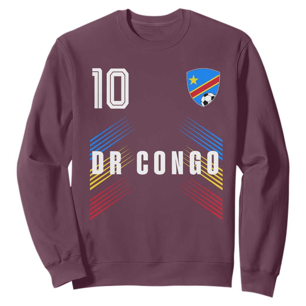 DR Congo Soccer Sports Graphic Number 10 Jersey Style Sweatshirt Proud Congolese Football Fans Game Day Pride