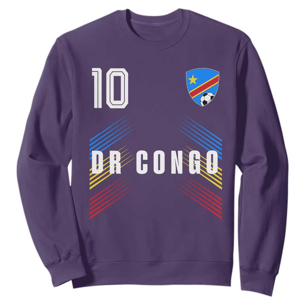 DR Congo Soccer Sports Graphic Number 10 Jersey Style Sweatshirt Proud Congolese Football Fans Game Day Pride
