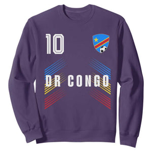 DR Congo Soccer Sports Graphic Number 10 Jersey Style Sweatshirt Proud Congolese Football Fans Game Day Pride