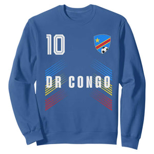 DR Congo Soccer Sports Graphic Number 10 Jersey Style Sweatshirt Proud Congolese Football Fans Game Day Pride