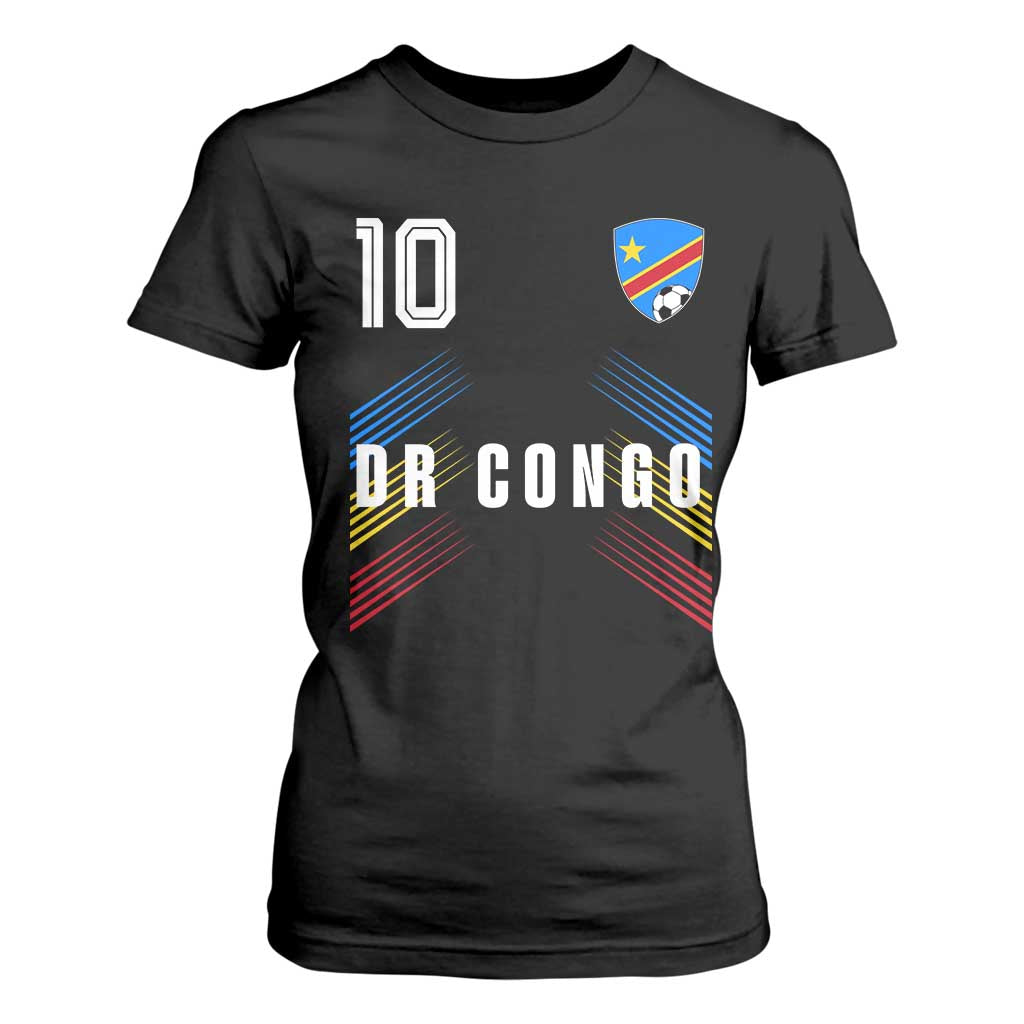 DR Congo Soccer Sports Graphic Number 10 Jersey Style T Shirt For Women Proud Congolese Football Fans Game Day Pride TS02 Black Print Your Wear