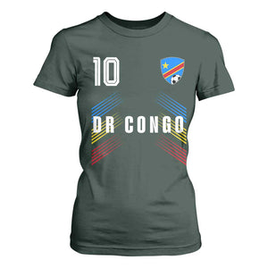 DR Congo Soccer Sports Graphic Number 10 Jersey Style T Shirt For Women Proud Congolese Football Fans Game Day Pride
