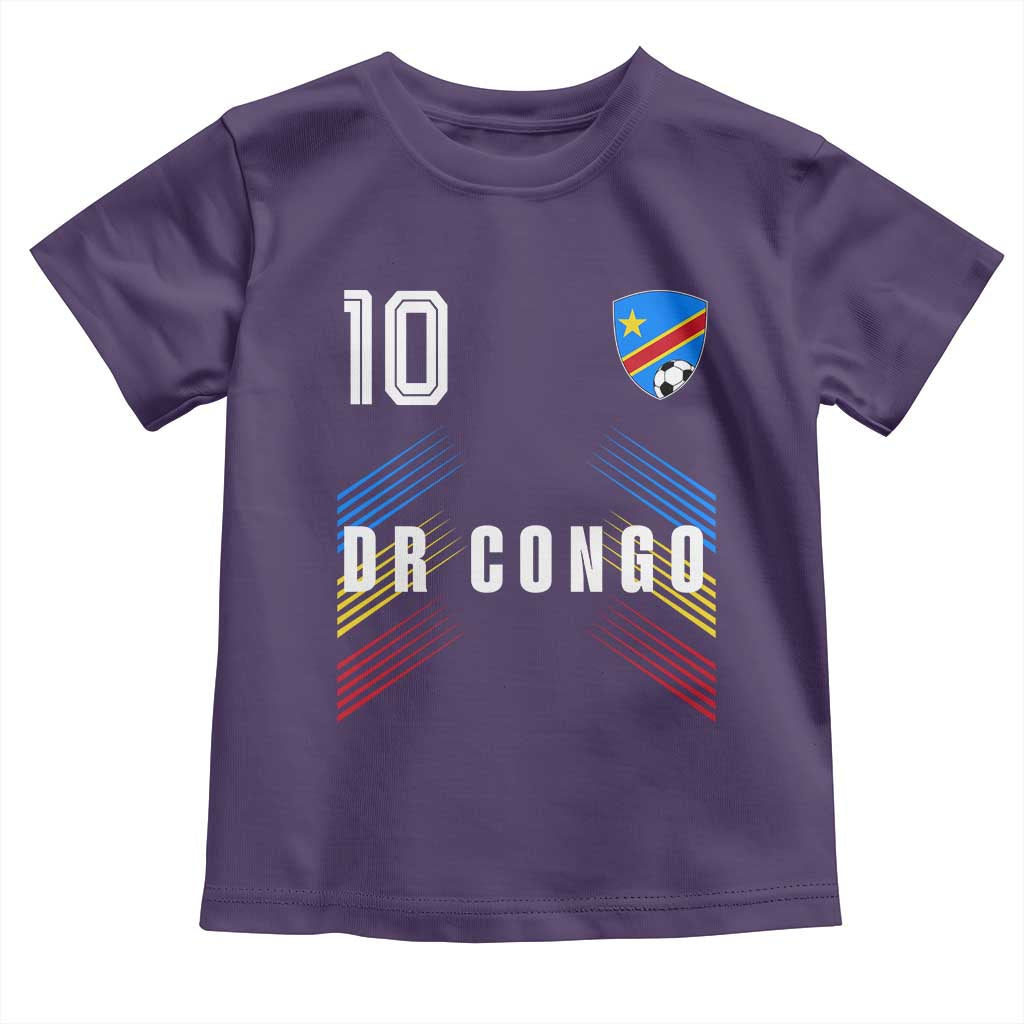 DR Congo Soccer Sports Graphic Number 10 Jersey Style Toddler T Shirt Proud Congolese Football Fans Game Day Pride