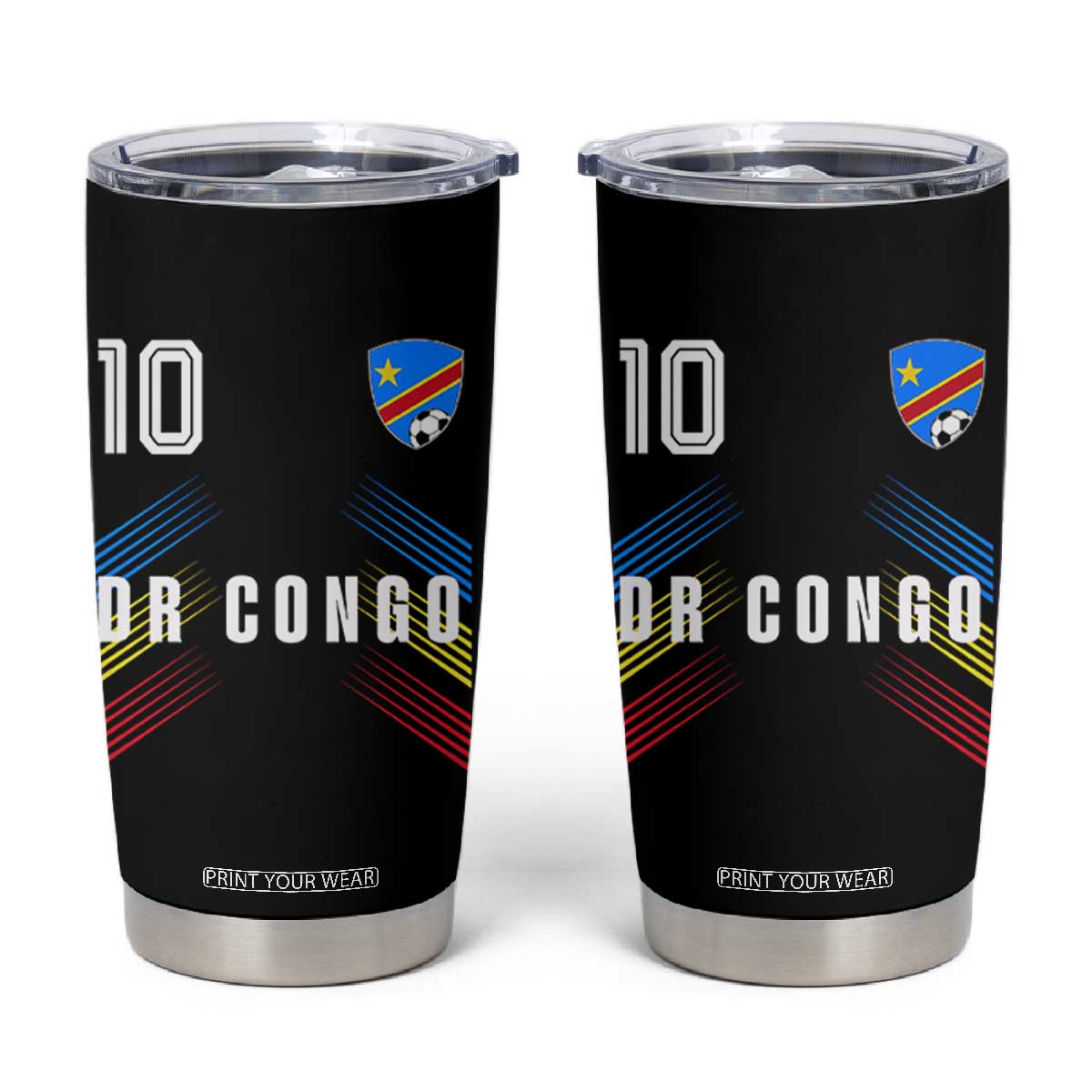 DR Congo Soccer Sports Graphic Number 10 Jersey Style Tumbler Cup Proud Congolese Football Fans Game Day Pride TS02 Black Print Your Wear