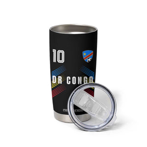 DR Congo Soccer Sports Graphic Number 10 Jersey Style Tumbler Cup Proud Congolese Football Fans Game Day Pride