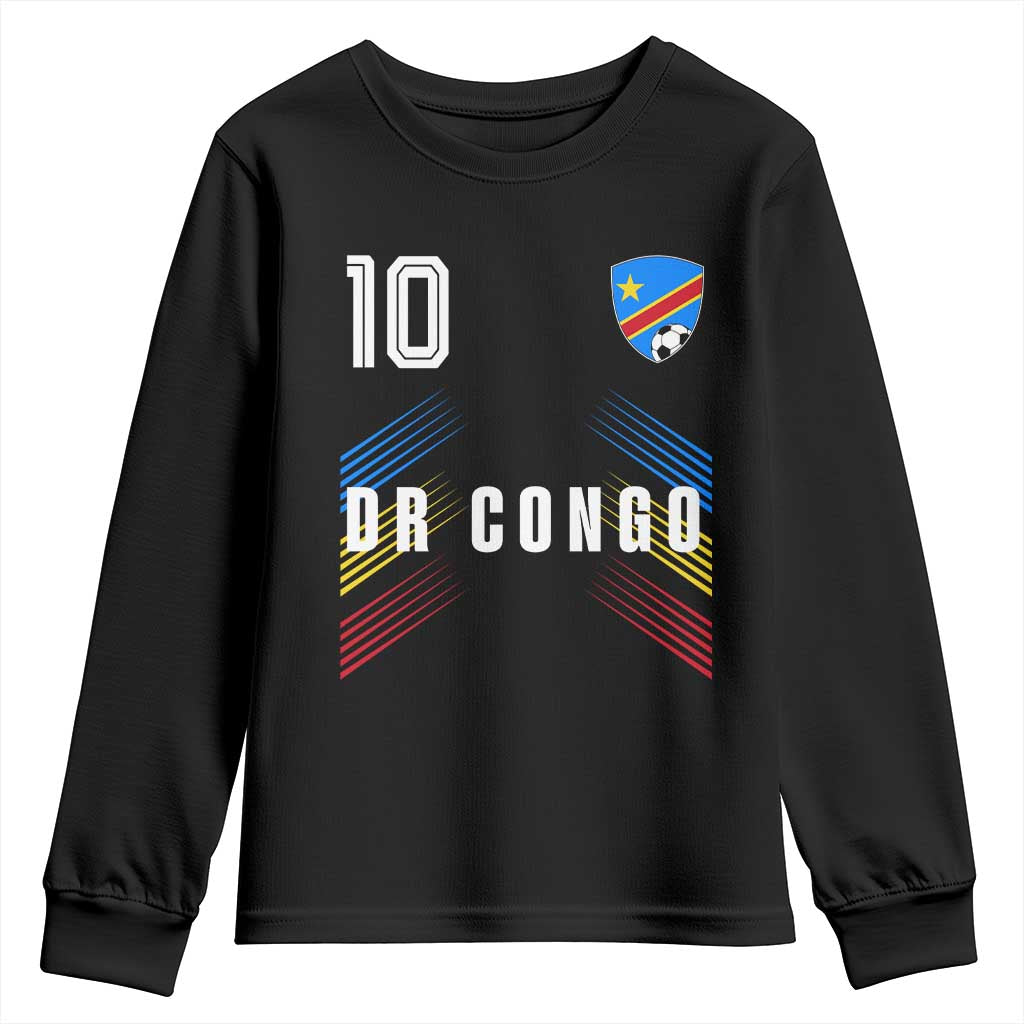 DR Congo Soccer Sports Graphic Number 10 Jersey Style Youth Sweatshirt Proud Congolese Football Fans Game Day Pride