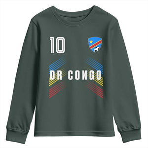 DR Congo Soccer Sports Graphic Number 10 Jersey Style Youth Sweatshirt Proud Congolese Football Fans Game Day Pride