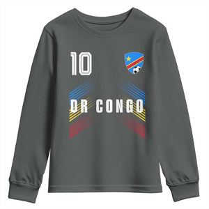 DR Congo Soccer Sports Graphic Number 10 Jersey Style Youth Sweatshirt Proud Congolese Football Fans Game Day Pride