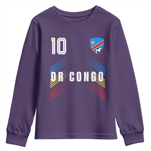 DR Congo Soccer Sports Graphic Number 10 Jersey Style Youth Sweatshirt Proud Congolese Football Fans Game Day Pride