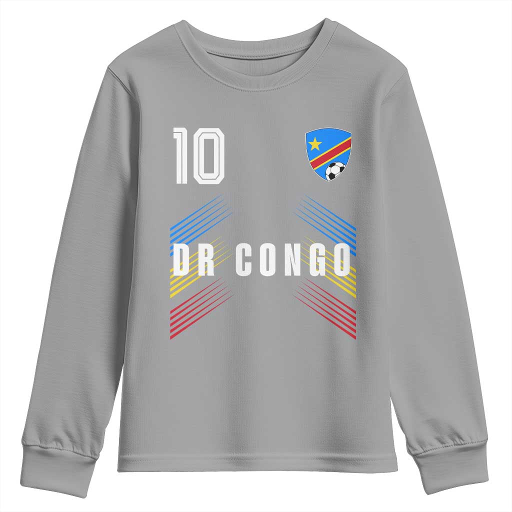 DR Congo Soccer Sports Graphic Number 10 Jersey Style Youth Sweatshirt Proud Congolese Football Fans Game Day Pride