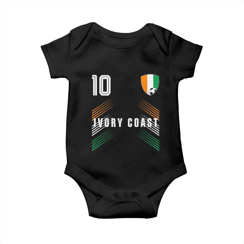 Ivory Coast Soccer Sports Graphic Number 10 Jersey Style Baby Onesie Proud Ivorian Cote d'Ivoire Football Fans Game Day Pride TS02 Black Print Your Wear