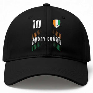 Ivory Coast Soccer Sports Graphic Number 10 Jersey Style Baseball Cap Proud Ivorian Cote d'Ivoire Football Fans Game Day Pride