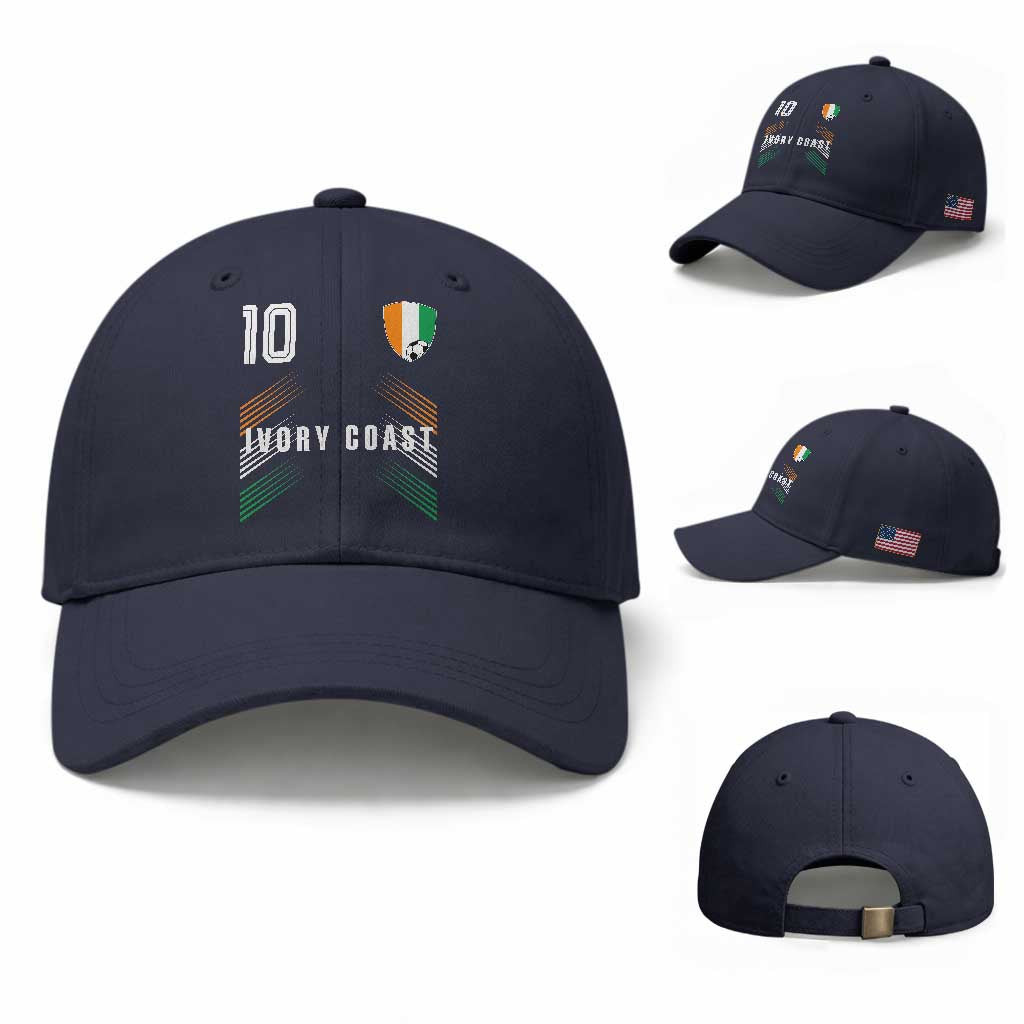 Ivory Coast Soccer Sports Graphic Number 10 Jersey Style Baseball Cap Proud Ivorian Cote d'Ivoire Football Fans Game Day Pride