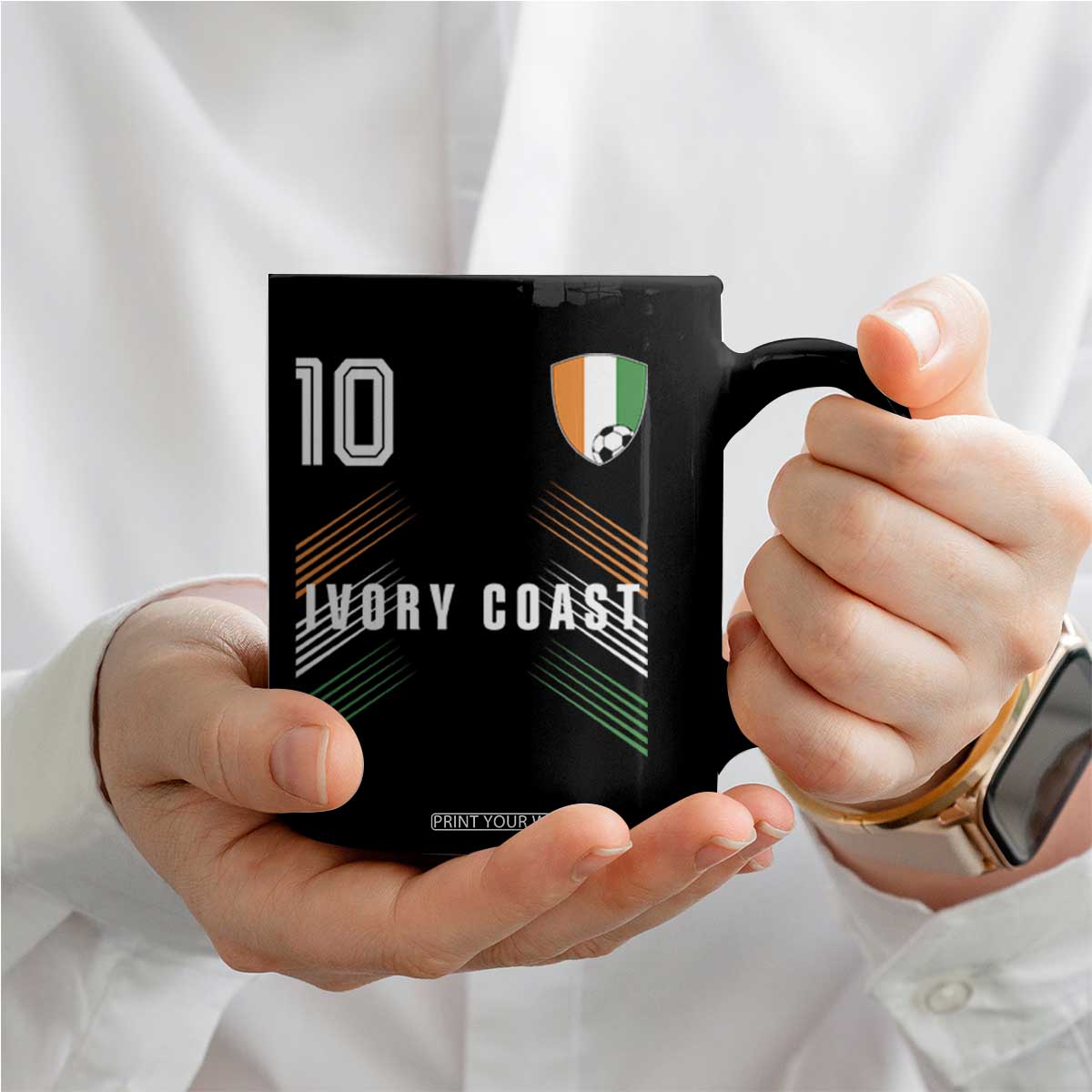 Ivory Coast Soccer Sports Graphic Number 10 Jersey Style Coffee Mug Proud Ivorian Cote d'Ivoire Football Fans Game Day Pride