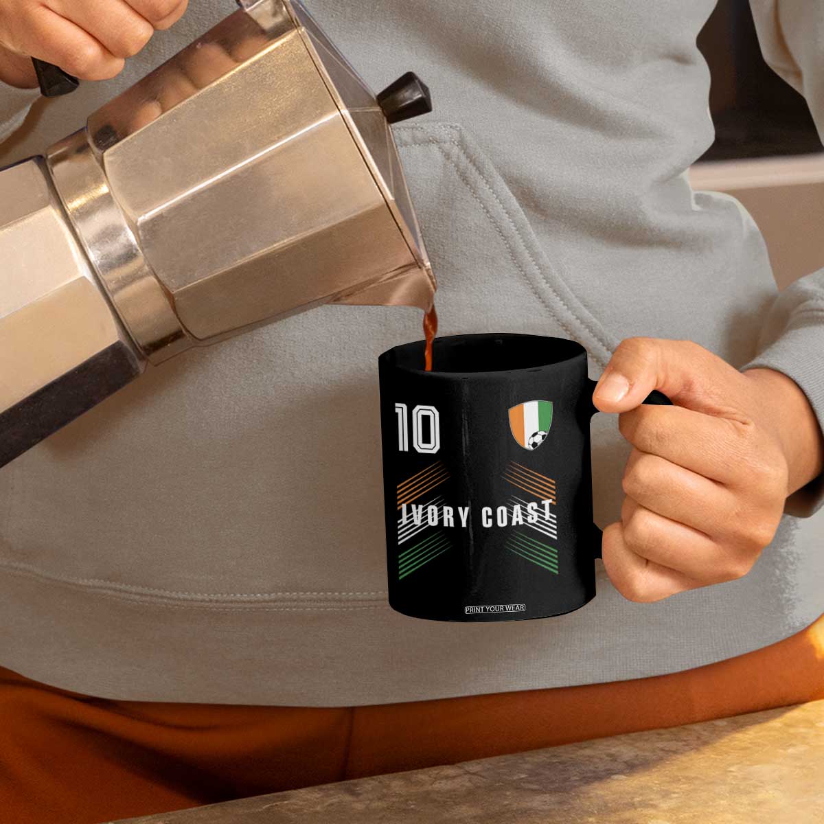 Ivory Coast Soccer Sports Graphic Number 10 Jersey Style Coffee Mug Proud Ivorian Cote d'Ivoire Football Fans Game Day Pride