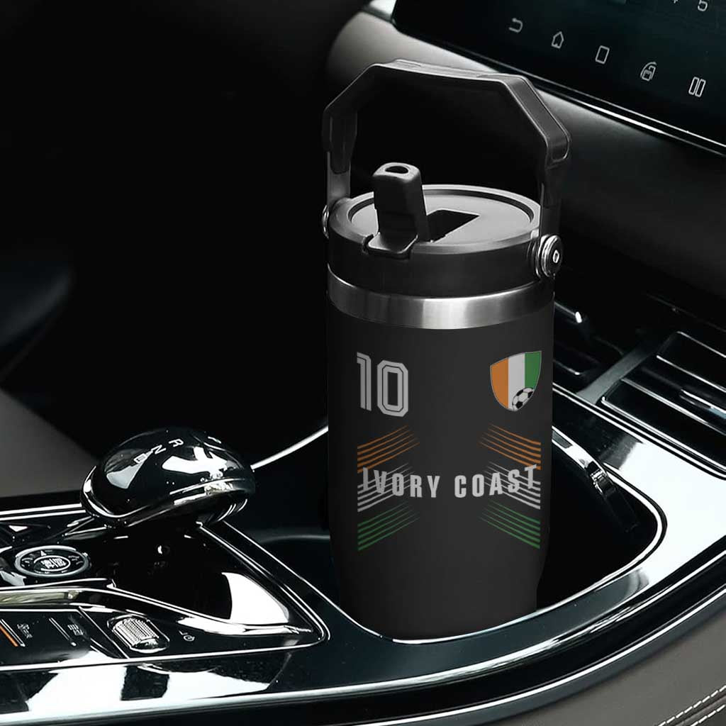 Ivory Coast Soccer Sports Graphic Number 10 Jersey Style Flip Straw Tumbler Proud Ivorian Cote d'Ivoire Football Fans Game Day Pride