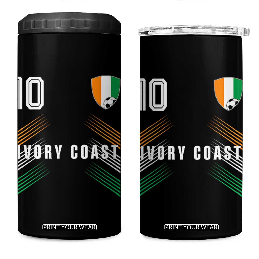 Ivory Coast Soccer Sports Graphic Number 10 Jersey Style 4 in 1 Can Cooler Tumbler Proud Ivorian Cote d'Ivoire Football Fans Game Day Pride