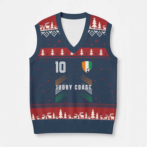 Ivory Coast Soccer Sports Graphic Number 10 Jersey Style V-Neck Knit Sweater Vest Proud Ivorian Cote d'Ivoire Football Fans Game Day Pride