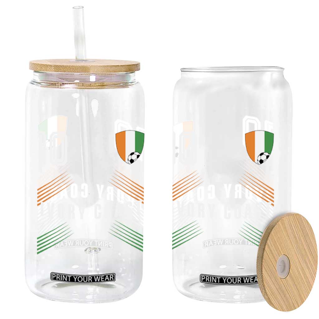 Ivory Coast Soccer Sports Graphic Number 10 Jersey Style Glass Can Proud Ivorian Cote d'Ivoire Football Fans Game Day Pride