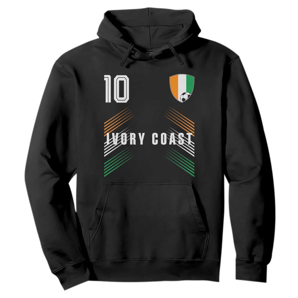 Ivory Coast Soccer Sports Graphic Number 10 Jersey Style Hoodie Proud Ivorian Cote d'Ivoire Football Fans Game Day Pride TS02 Black Print Your Wear