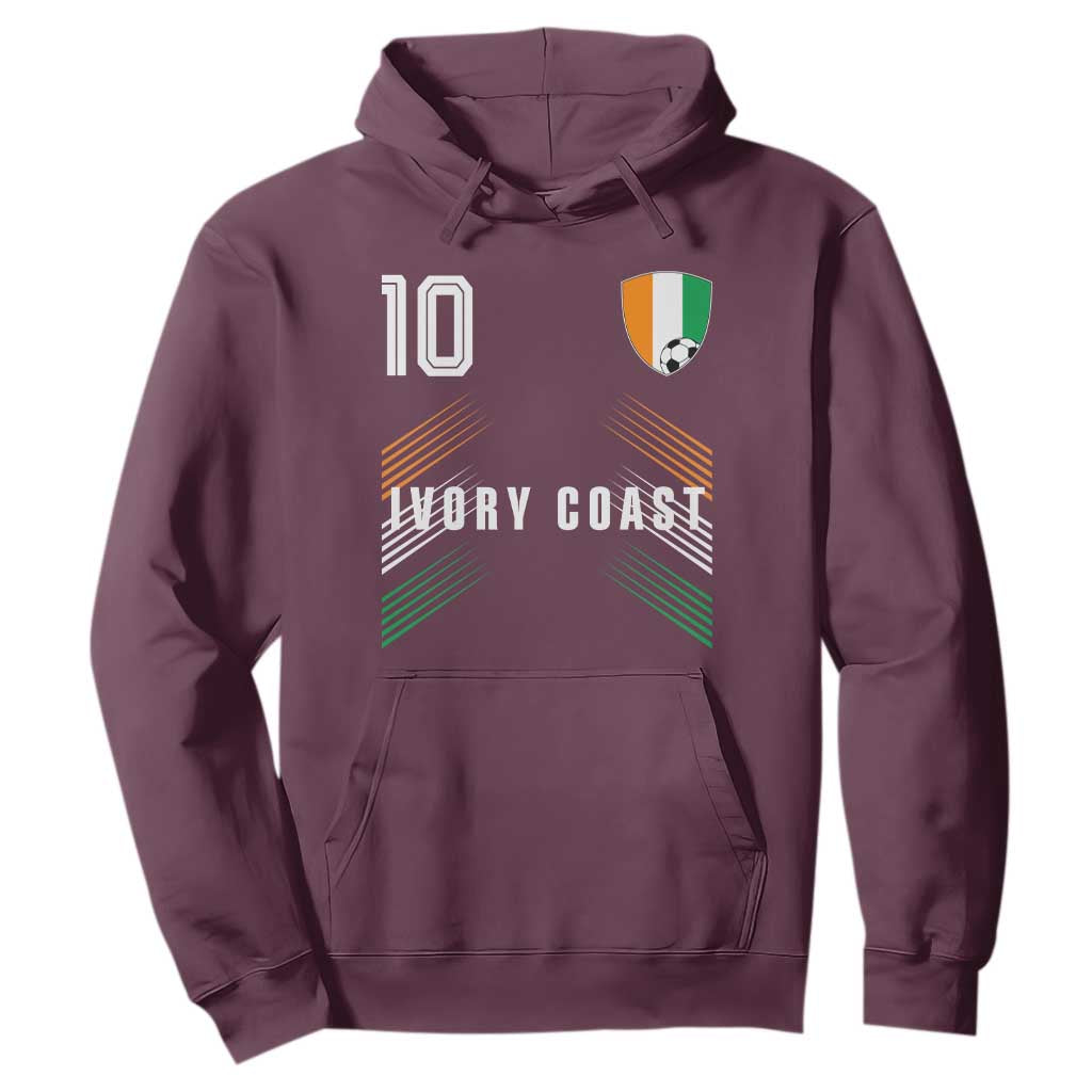 Ivory Coast Soccer Sports Graphic Number 10 Jersey Style Hoodie Proud Ivorian Cote d'Ivoire Football Fans Game Day Pride