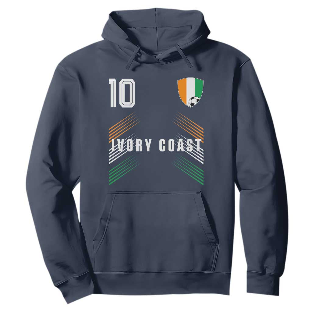 Ivory Coast Soccer Sports Graphic Number 10 Jersey Style Hoodie Proud Ivorian Cote d'Ivoire Football Fans Game Day Pride