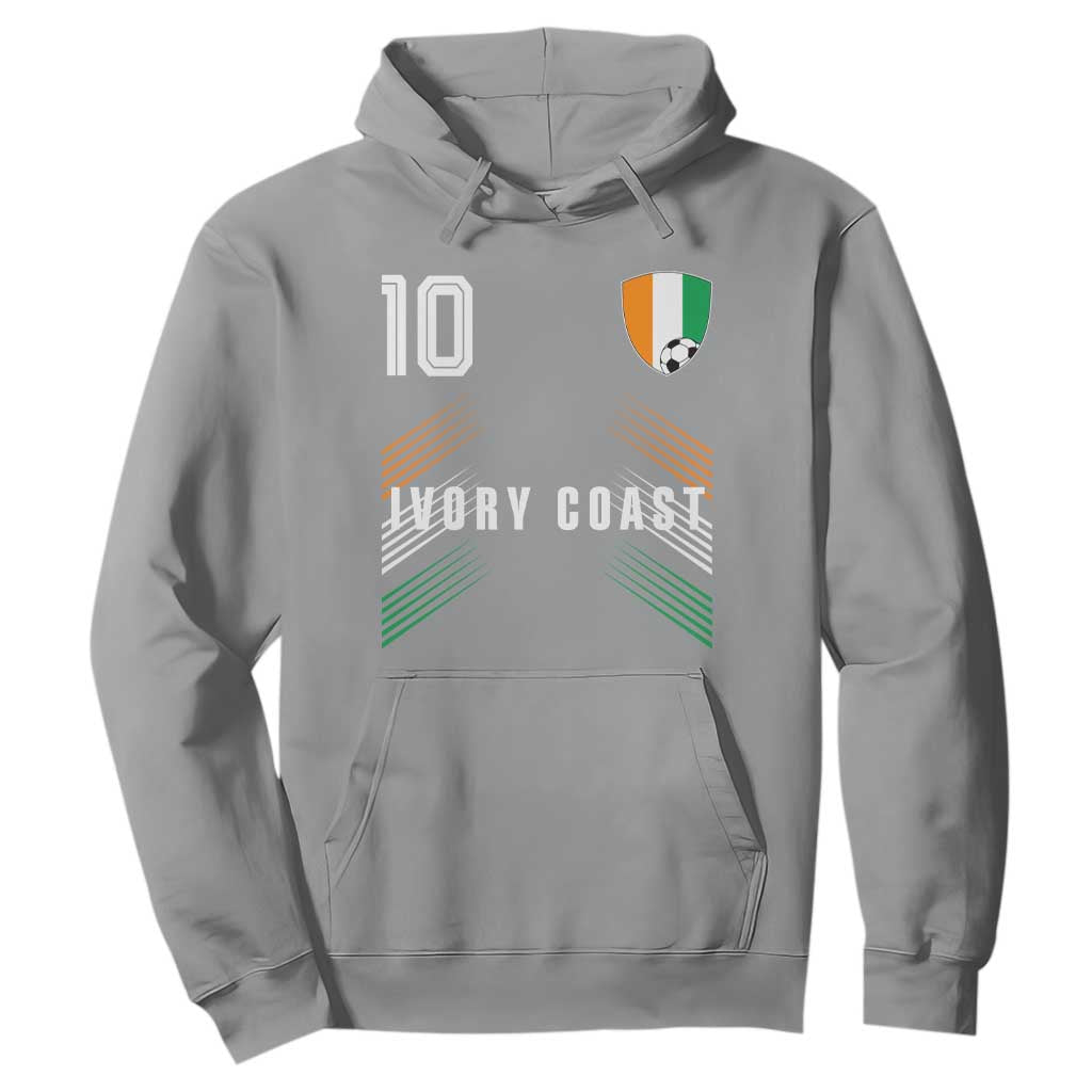 Ivory Coast Soccer Sports Graphic Number 10 Jersey Style Hoodie Proud Ivorian Cote d'Ivoire Football Fans Game Day Pride