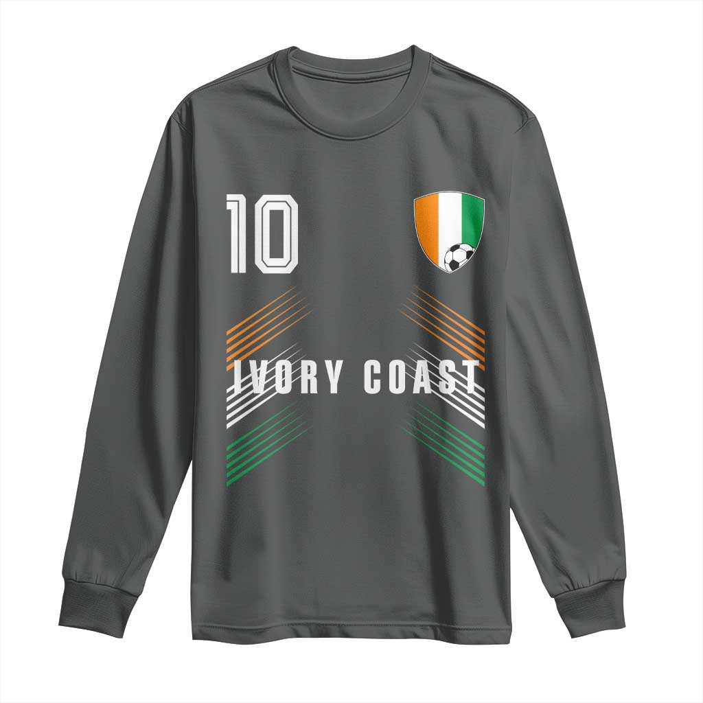 Ivory Coast Soccer Sports Graphic Number 10 Jersey Style Long Sleeve Shirt Proud Ivorian Cote d'Ivoire Football Fans Game Day Pride