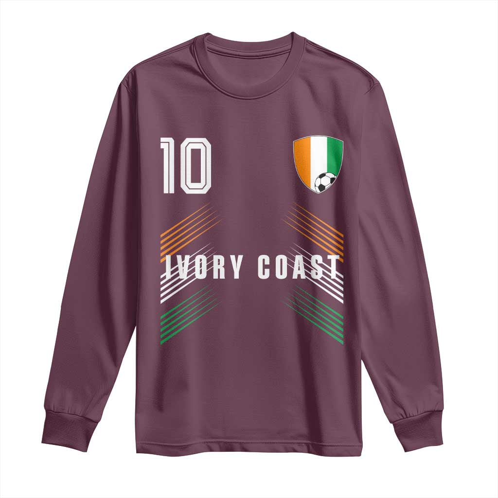 Ivory Coast Soccer Sports Graphic Number 10 Jersey Style Long Sleeve Shirt Proud Ivorian Cote d'Ivoire Football Fans Game Day Pride