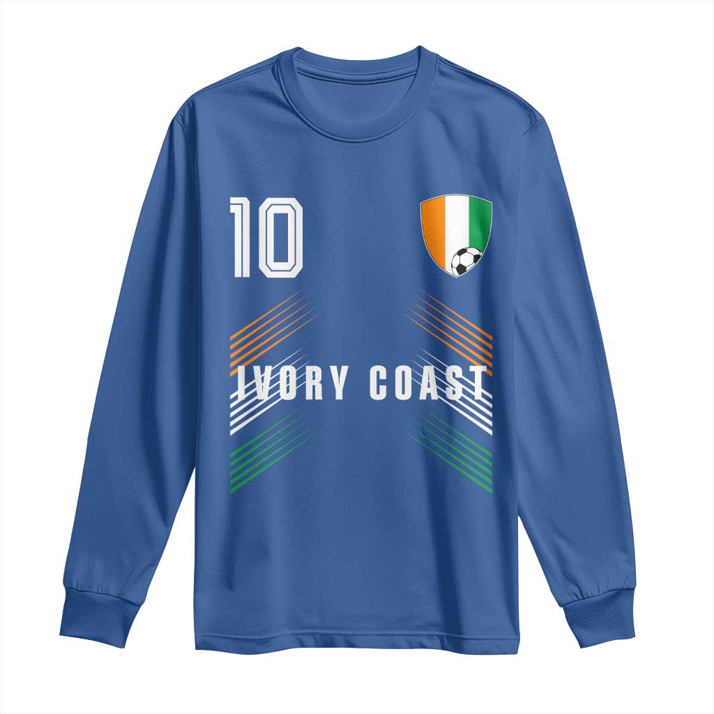 Ivory Coast Soccer Sports Graphic Number 10 Jersey Style Long Sleeve Shirt Proud Ivorian Cote d'Ivoire Football Fans Game Day Pride