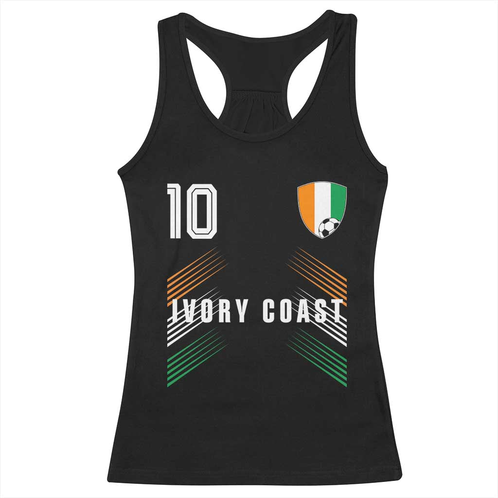 Ivory Coast Soccer Sports Graphic Number 10 Jersey Style Racerback Tank Top Proud Ivorian Cote d'Ivoire Football Fans Game Day Pride