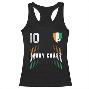 Ivory Coast Soccer Sports Graphic Number 10 Jersey Style Racerback Tank Top Proud Ivorian Cote d'Ivoire Football Fans Game Day Pride