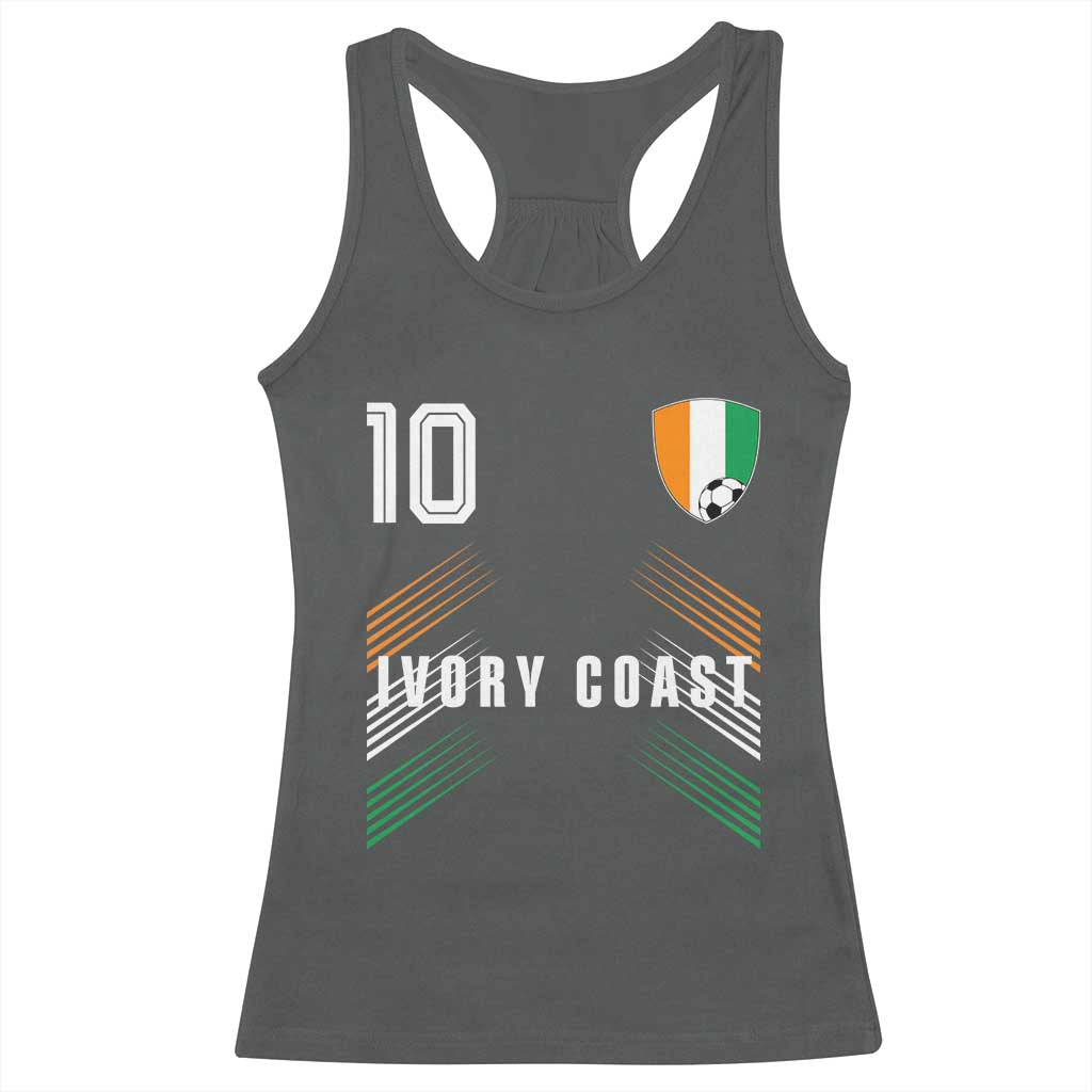 Ivory Coast Soccer Sports Graphic Number 10 Jersey Style Racerback Tank Top Proud Ivorian Cote d'Ivoire Football Fans Game Day Pride