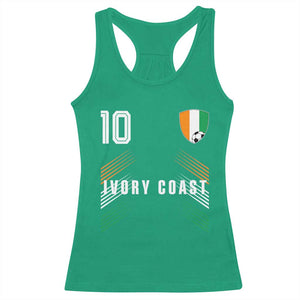 Ivory Coast Soccer Sports Graphic Number 10 Jersey Style Racerback Tank Top Proud Ivorian Cote d'Ivoire Football Fans Game Day Pride
