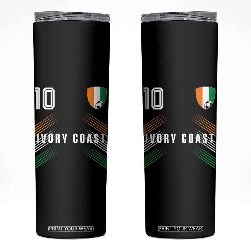 Ivory Coast Soccer Sports Graphic Number 10 Jersey Style Skinny Tumbler Proud Ivorian Cote d'Ivoire Football Fans Game Day Pride