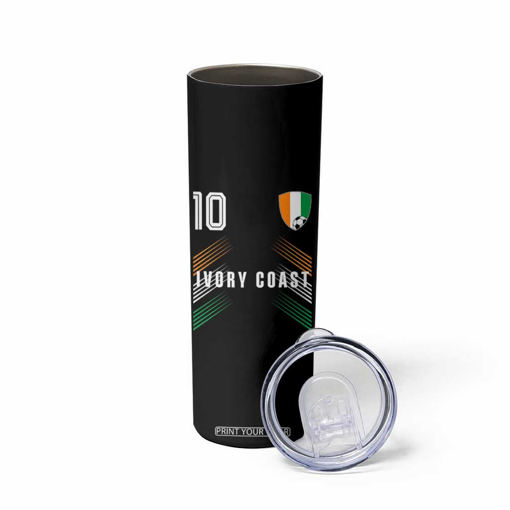 Ivory Coast Soccer Sports Graphic Number 10 Jersey Style Skinny Tumbler Proud Ivorian Cote d'Ivoire Football Fans Game Day Pride