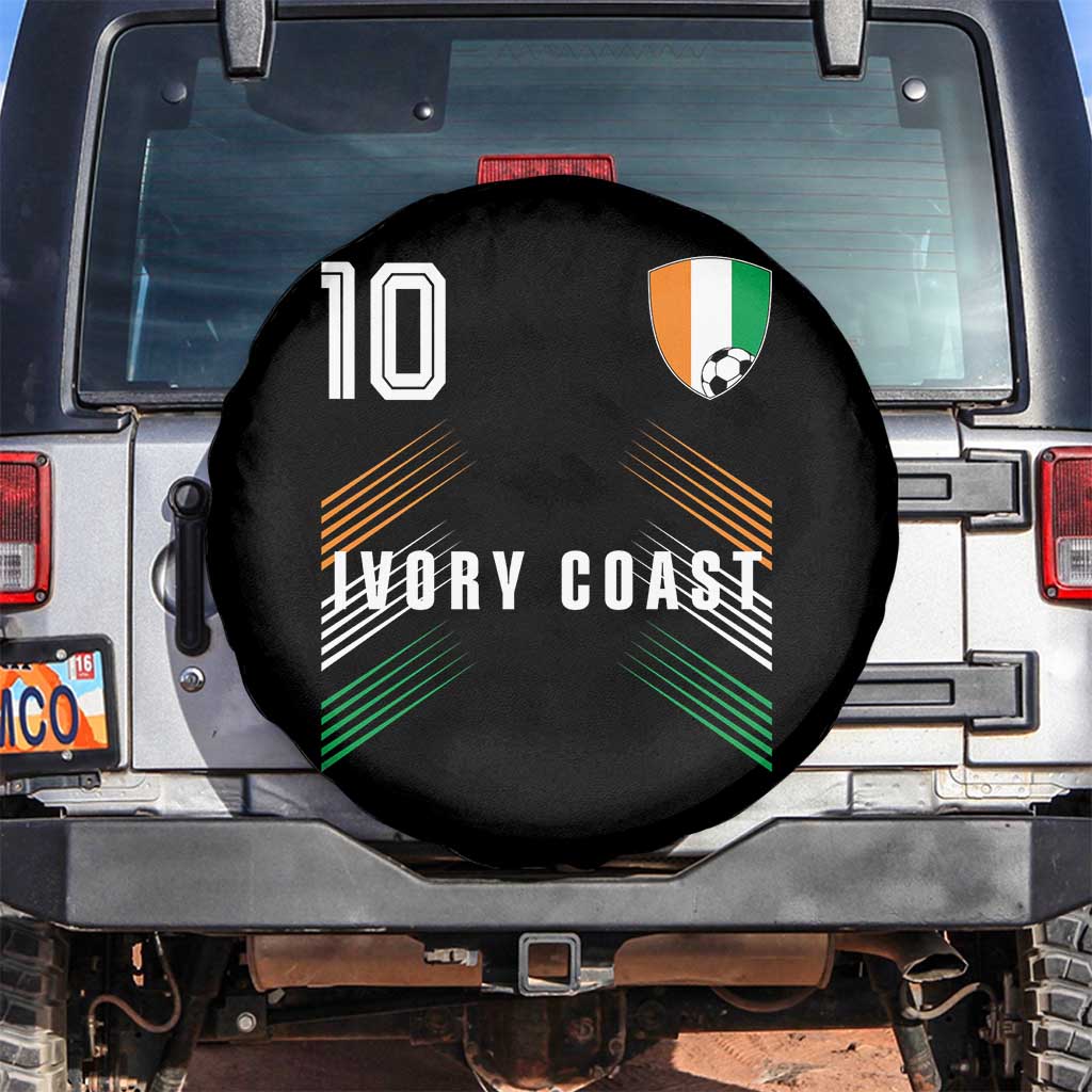 Ivory Coast Soccer Sports Graphic Number 10 Jersey Style Spare Tire Cover Proud Ivorian Cote d'Ivoire Football Fans Game Day Pride TS02 No hole Black Print Your Wear