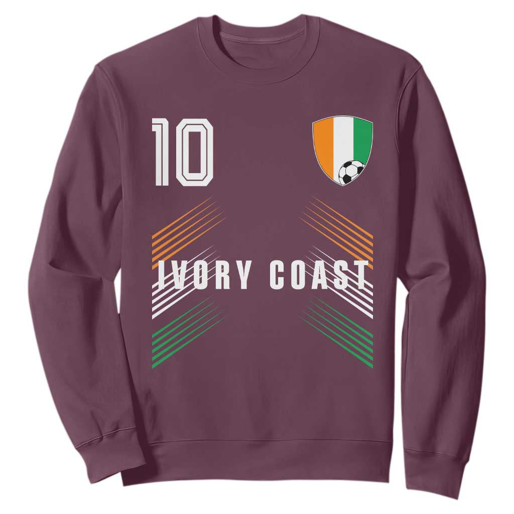 Ivory Coast Soccer Sports Graphic Number 10 Jersey Style Sweatshirt Proud Ivorian Cote d'Ivoire Football Fans Game Day Pride