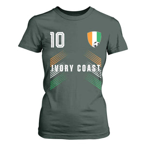 Ivory Coast Soccer Sports Graphic Number 10 Jersey Style T Shirt For Women Proud Ivorian Cote d'Ivoire Football Fans Game Day Pride