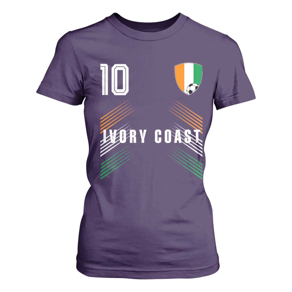 Ivory Coast Soccer Sports Graphic Number 10 Jersey Style T Shirt For Women Proud Ivorian Cote d'Ivoire Football Fans Game Day Pride