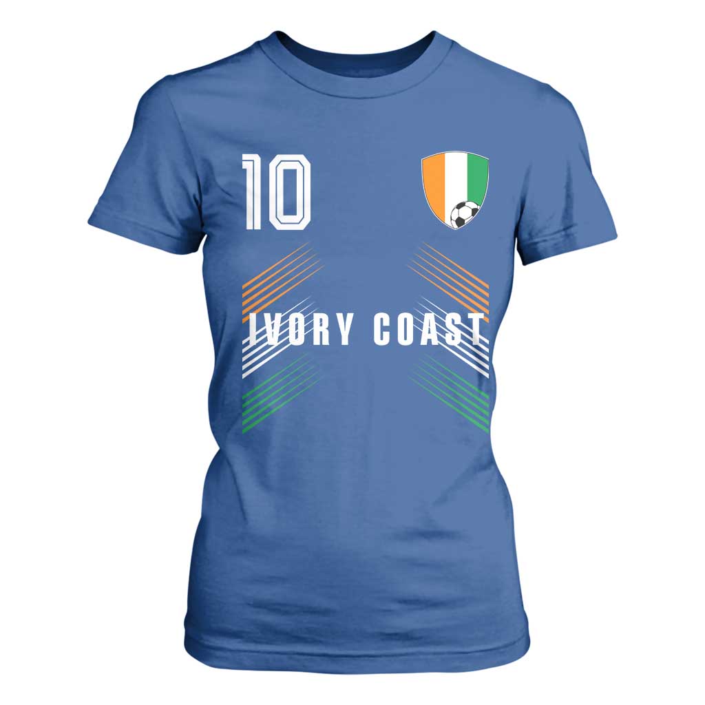 Ivory Coast Soccer Sports Graphic Number 10 Jersey Style T Shirt For Women Proud Ivorian Cote d'Ivoire Football Fans Game Day Pride