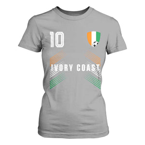 Ivory Coast Soccer Sports Graphic Number 10 Jersey Style T Shirt For Women Proud Ivorian Cote d'Ivoire Football Fans Game Day Pride